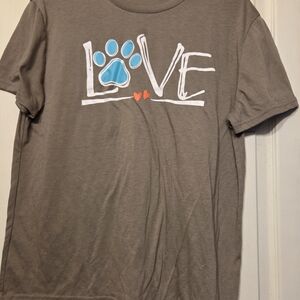 Gray Love Paw Print Dog T-Shirt